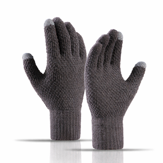 Fleece thickened warm wool knitted winter gloves