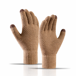 Fleece thickened warm wool knitted winter gloves