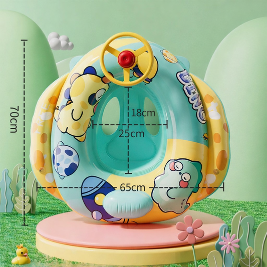 Thickened Anti-Rollover Inflatable Cartoon Swimming Boat Ring For Kids