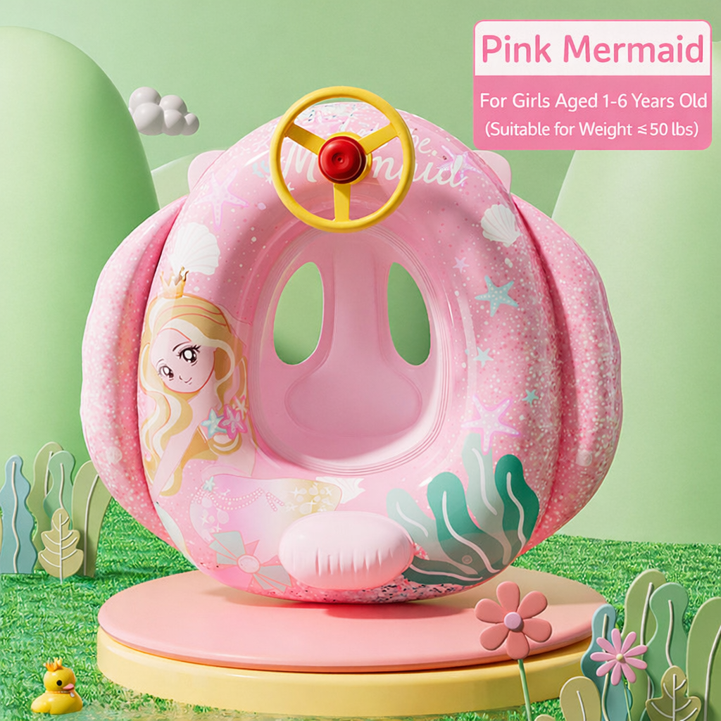 Thickened Anti-Rollover Inflatable Cartoon Swimming Boat Ring For Kids