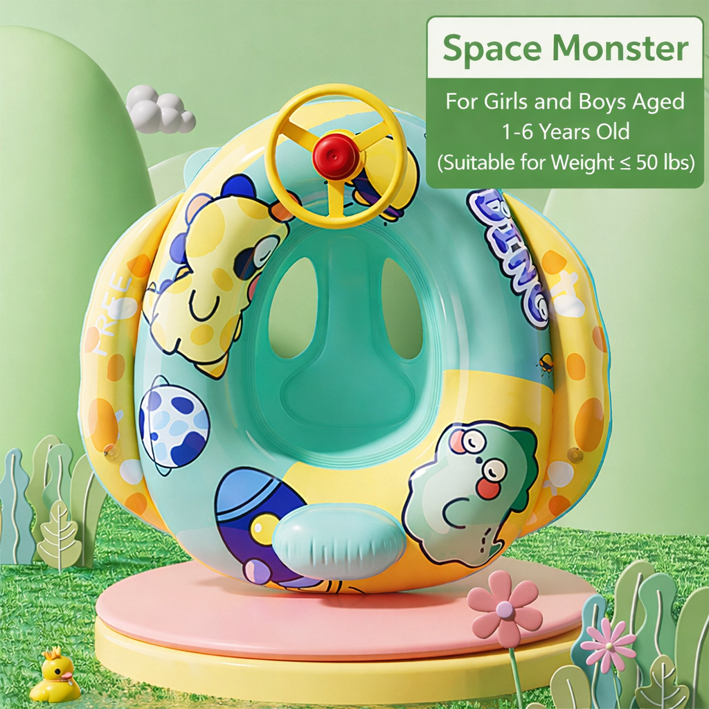 Thickened Anti-Rollover Inflatable Cartoon Swimming Boat Ring For Kids