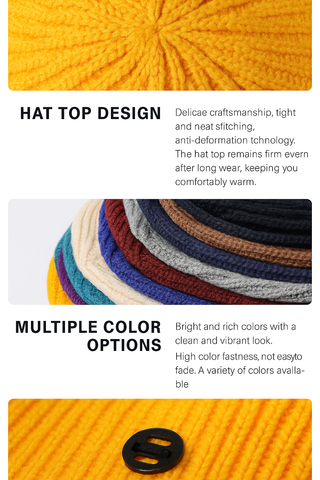Winter knitted solid color warm ear protection outdoor riding wool hat