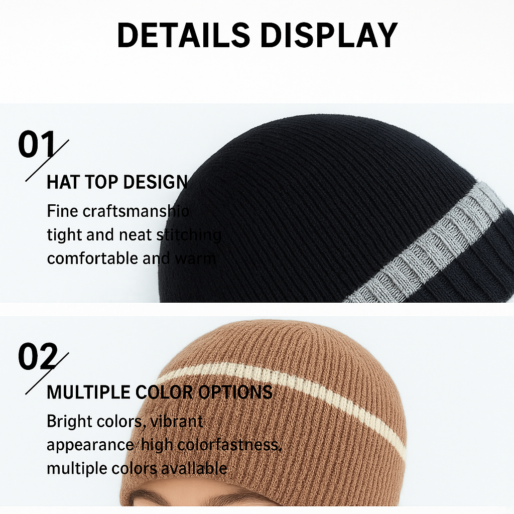 সুতা দিয়ে বোনা শীতকালীন পুরুষ এবং মহিলাদের ঘন বিনি টুপি