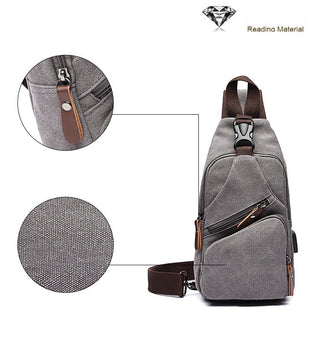 ZUOLUNDUO Multifunctional USB Canvas Chest Bag Casual Crossbody