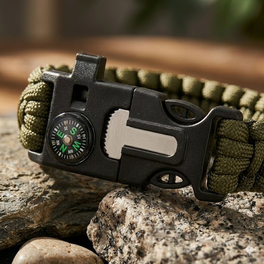 Seven Core Paracord Survival Bracelet Compass Whistle Flint Tool Kit