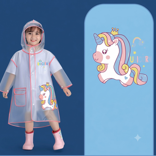 Kids EVA Raincoat for Boys Students Fun Print