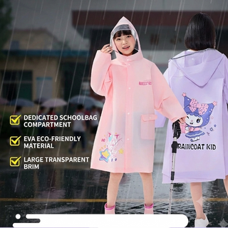 Kids Rain Poncho with Hidden Backpack Compartment for School