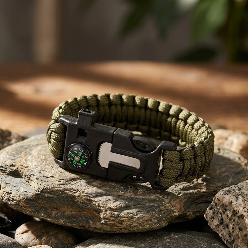 Seven Core Paracord Survival Bracelet Compass Whistle Flint Tool Kit