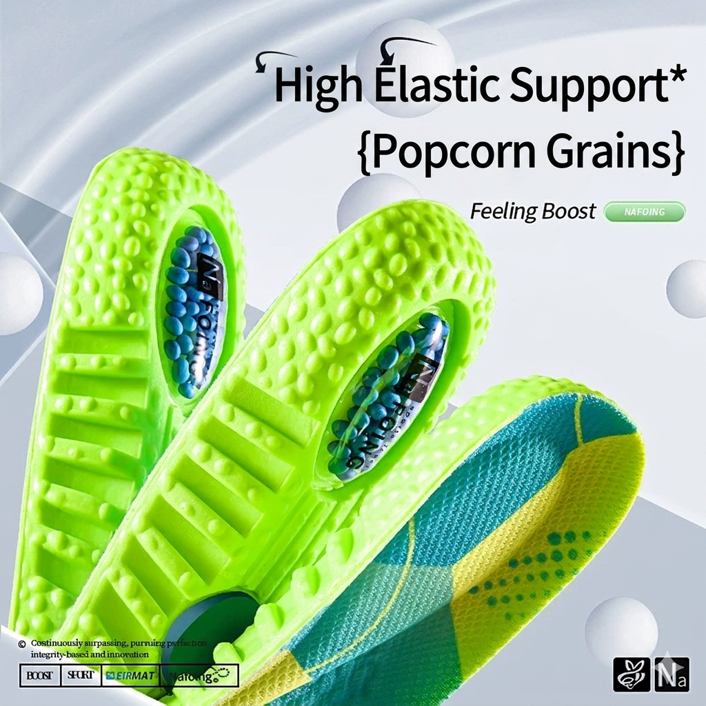 Double PU Sports Insoles Shock Absorbing Breathable Green