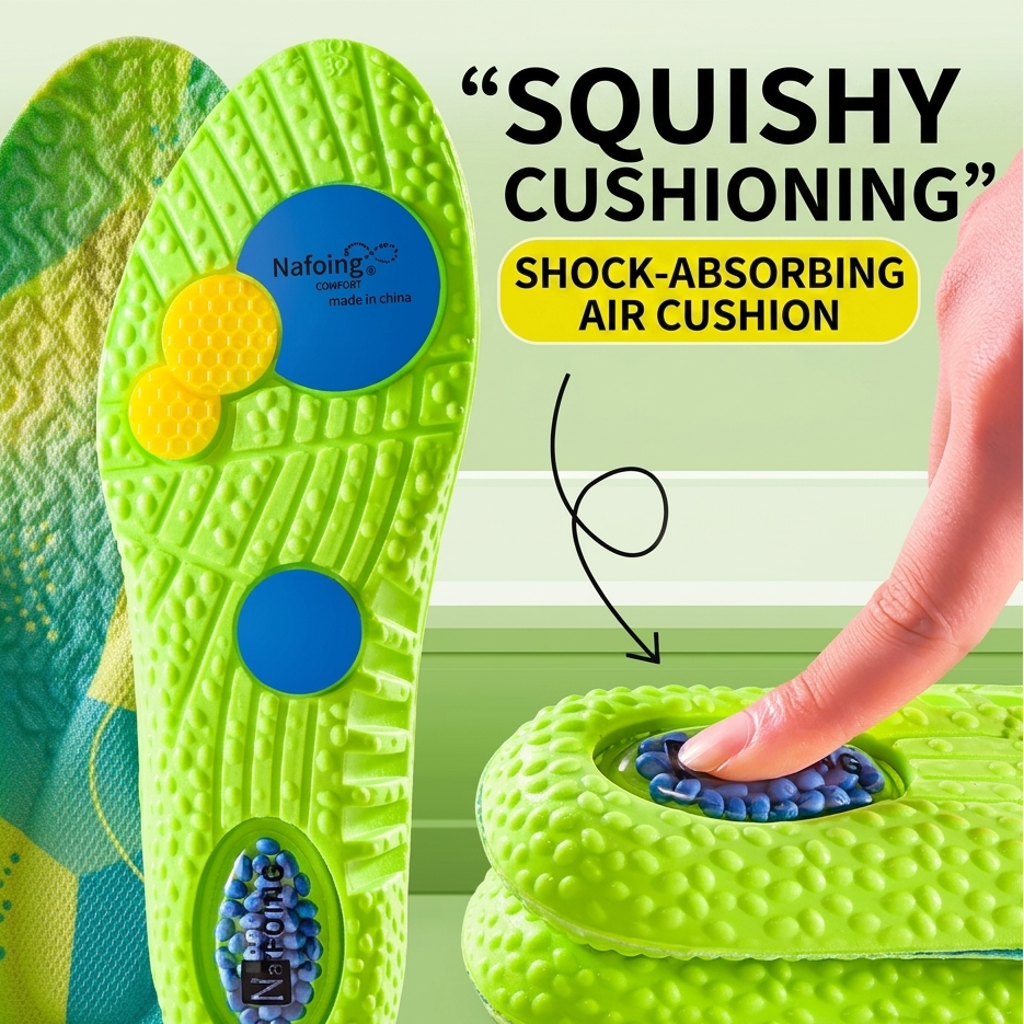 Double PU Sports Insoles Shock Absorbing Breathable Green