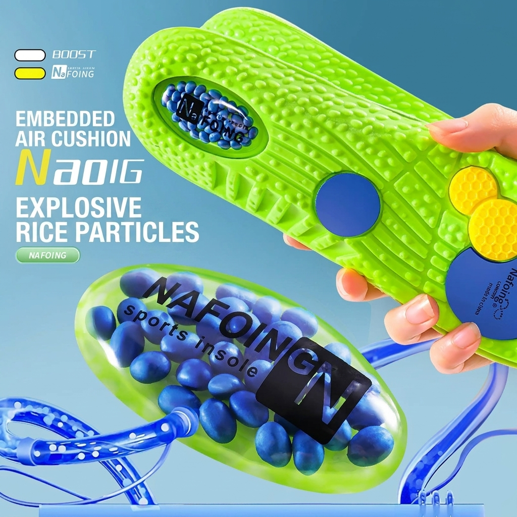 Double PU Sports Insoles Shock Absorbing Breathable Green