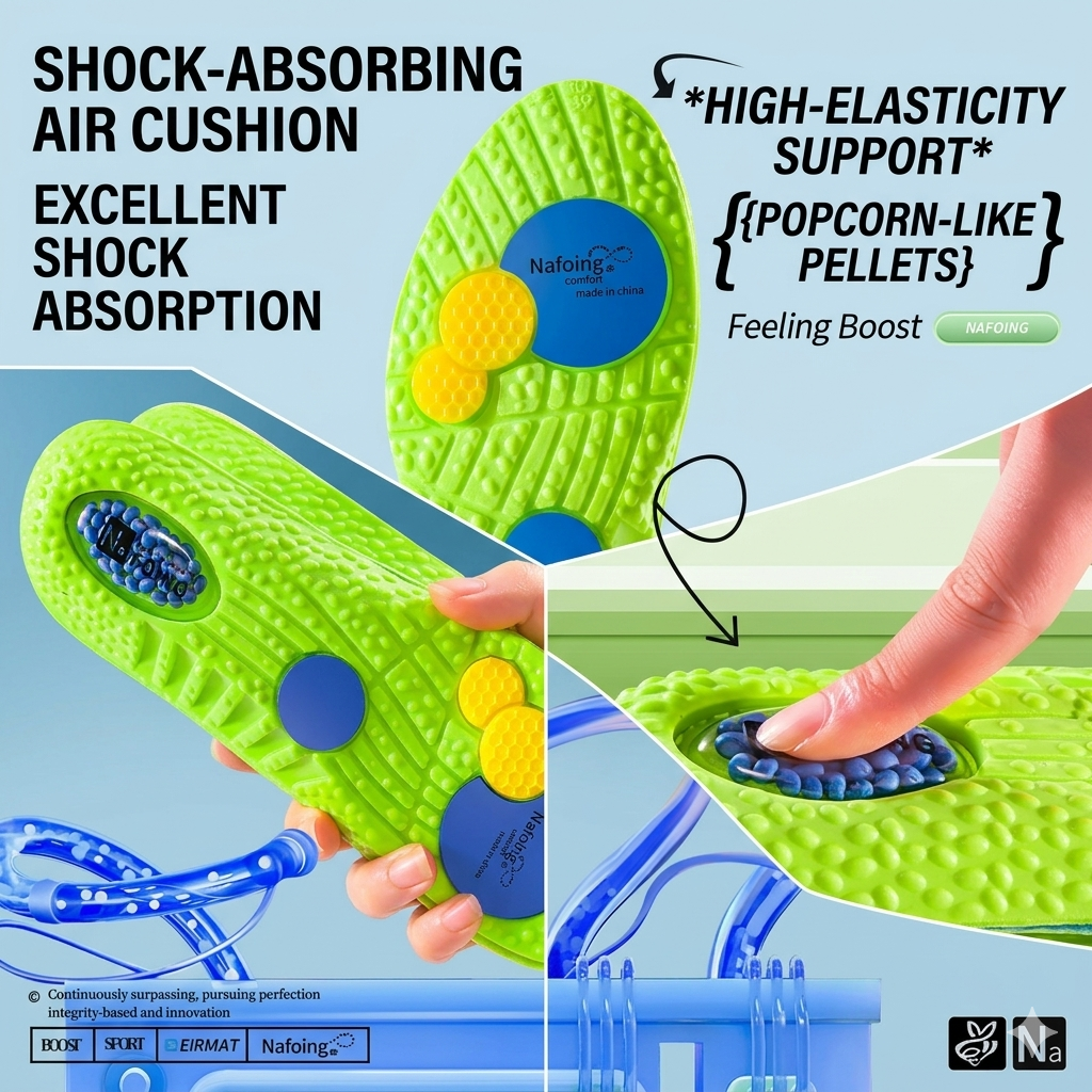 Double PU Sports Insoles Shock Absorbing Breathable Green