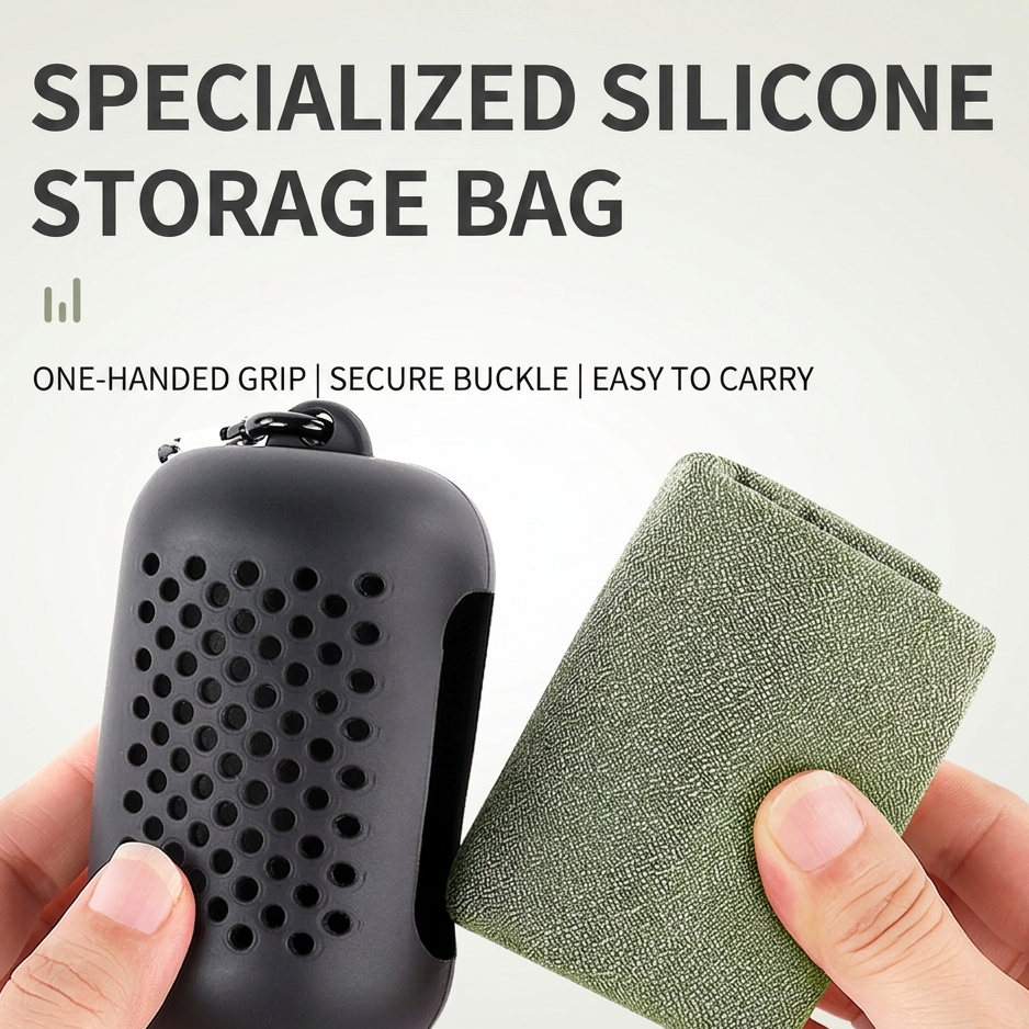 Superfine Fiber Quick Dry Sports Towel Forest Green Bag