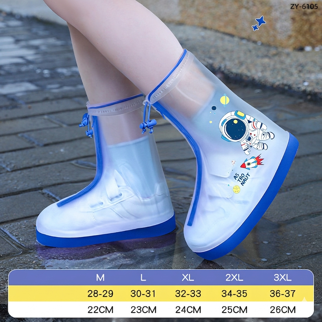 Kids Rain Boots Transparent Dinosaur Unicorn Astronaut Rabbit