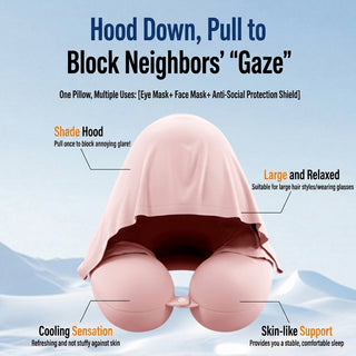 Hooded Memory Foam Travel Pillow with Ice Silk Cover