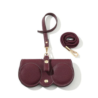 TAOMICMIC Portable Sunglasses Case PU Leather Neck Bag Organizer Lock