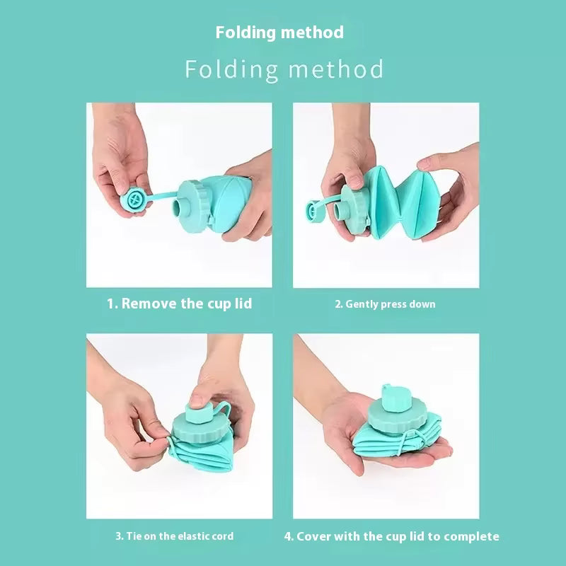 ভ্রমণ এবং বাইরের খেলাধুলার জন্য পোর্টেবল সিলিকন ভাঁজযোগ্য জলের বোতল, গ্রীষ্মকালীন প্রয়োজনীয় জিনিসপত্র 