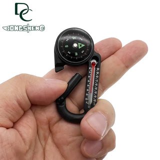 Multi-Function Zinc Alloy Outdoor Compass Carabiner with Integrated Thermometer