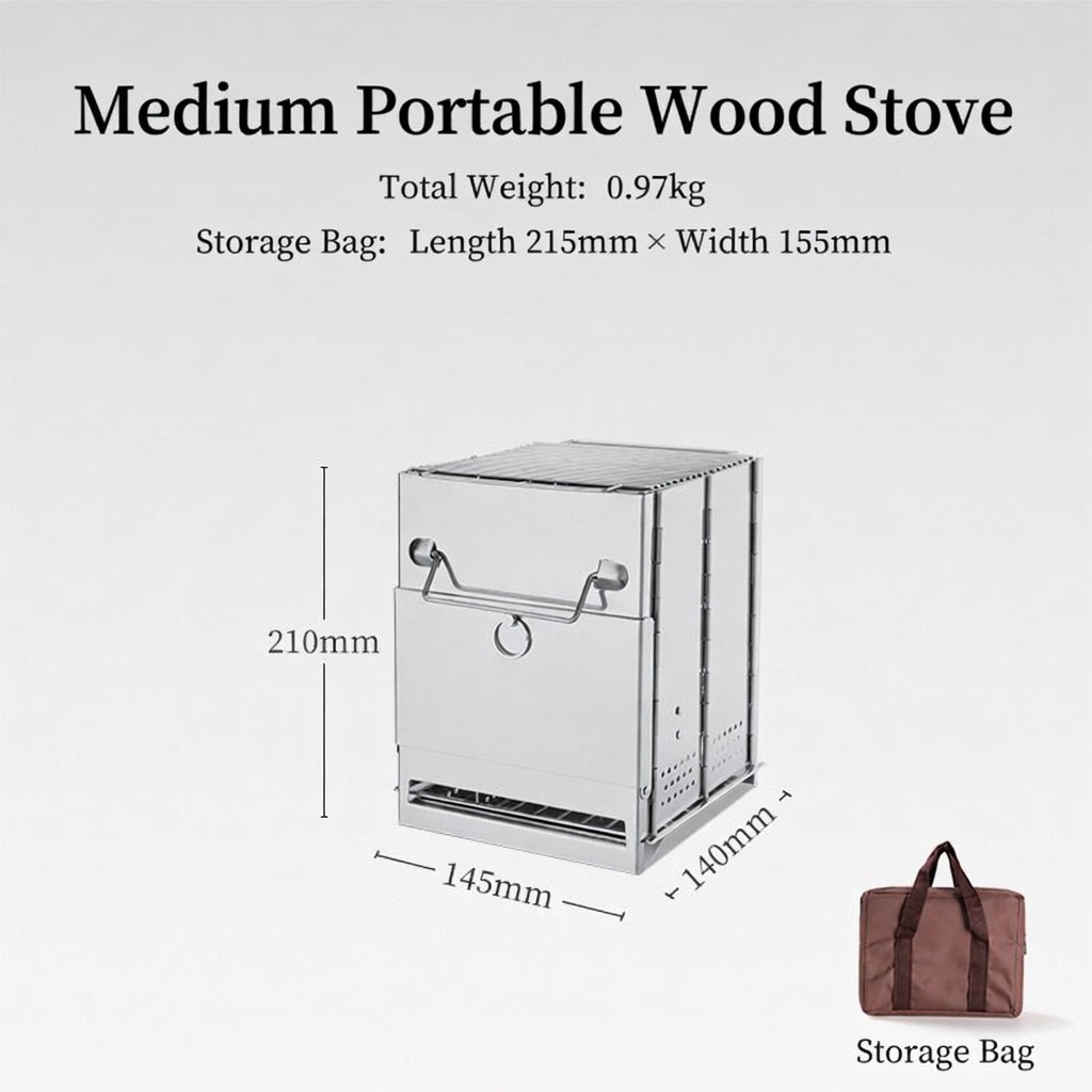 Portable Stainless Steel Folding Firewood Furnace BBQ Grill Camping Gear