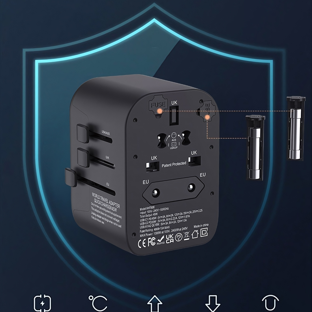Global gallium nitride 45W multi-fast charging travel plug