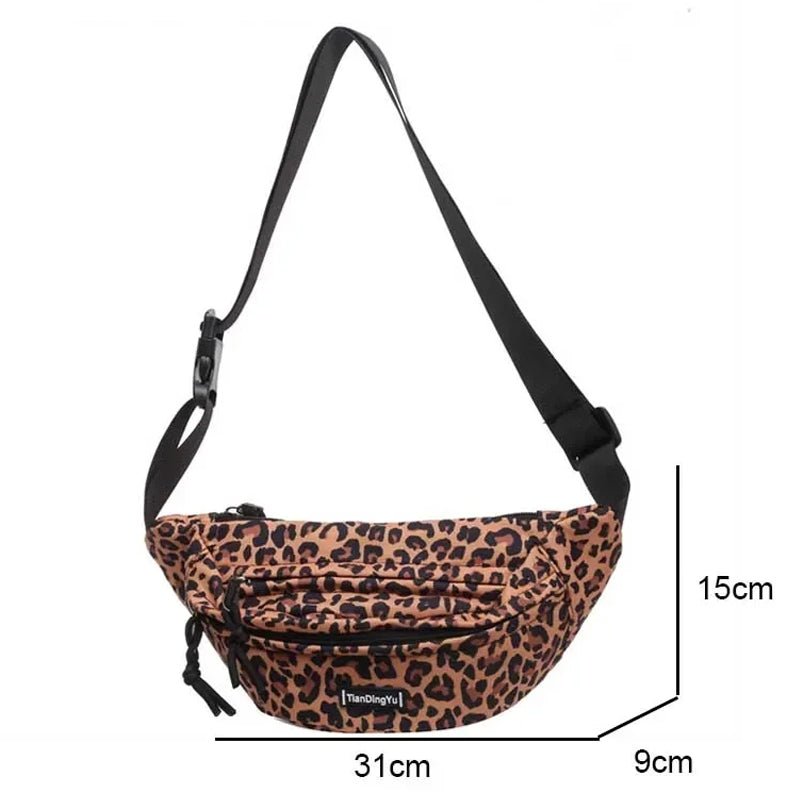 Mens Outdoor Leopard Print Crossbody Chest Waist Bag
