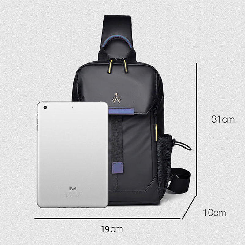 Men’s Reflective Waterproof Chest Crossbody Bag with iPad Compartment