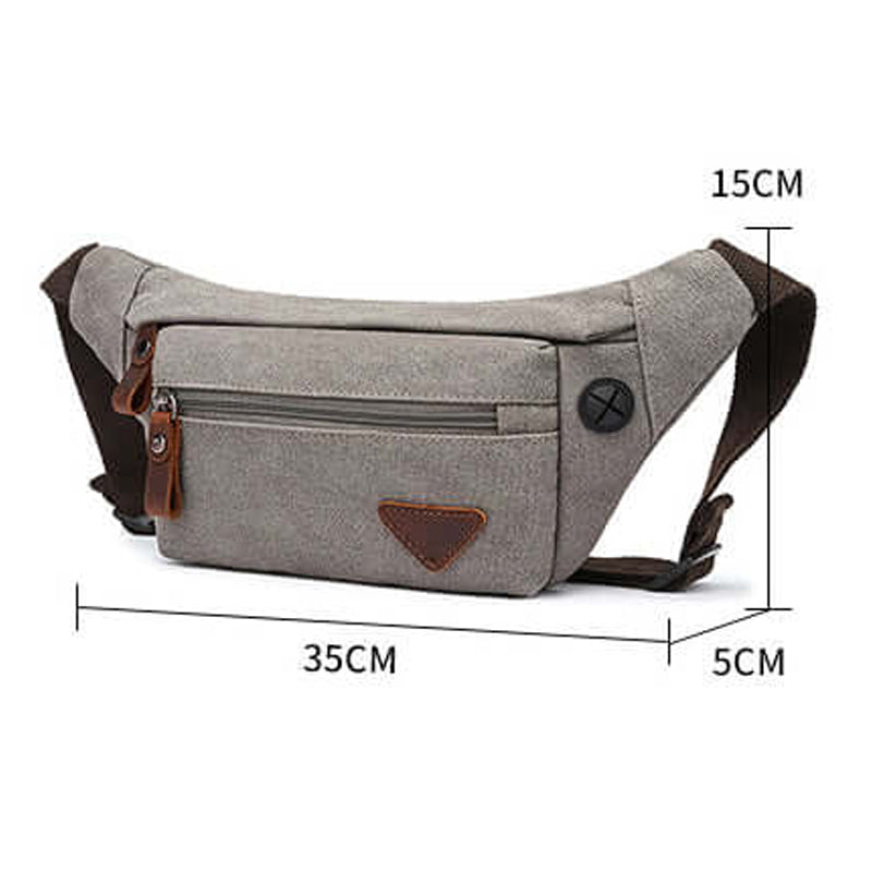 ZUOLUNDUO Trendy Retro Style Canvas Waist Shoulder Bag