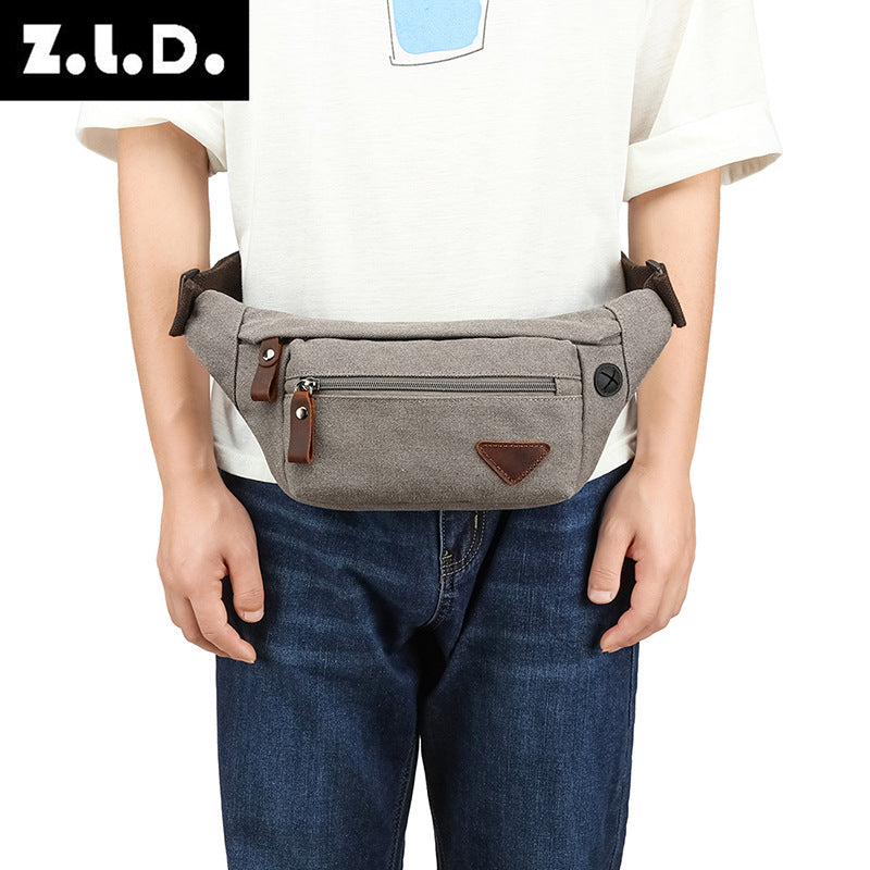 ZUOLUNDUO Trendy Retro Style Canvas Waist Shoulder Bag