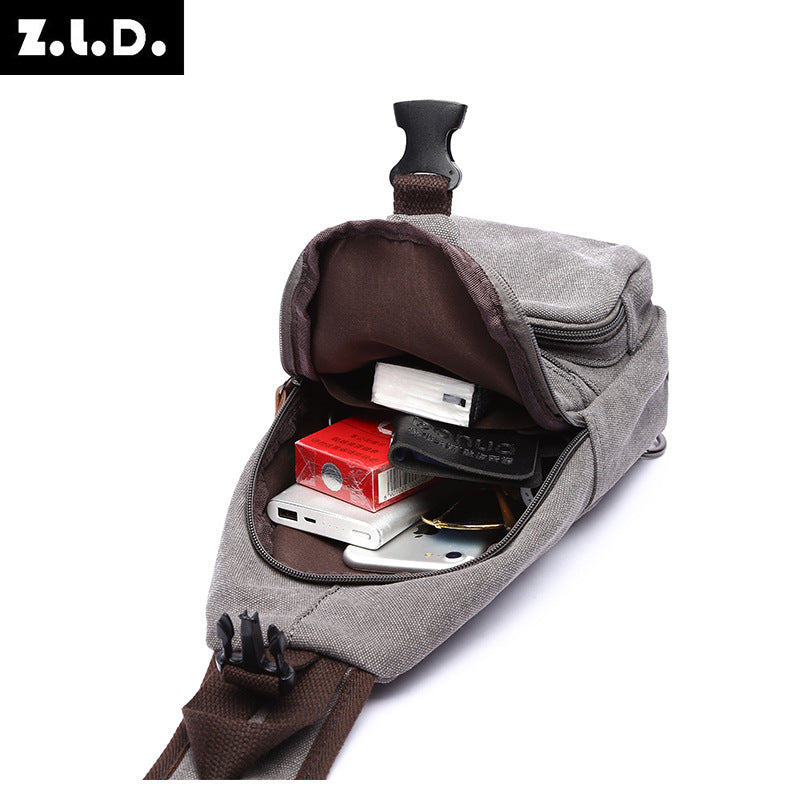 ZUOLUNDUO Multifunctional USB Canvas Chest Bag Casual Crossbody