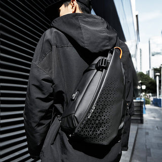 Men's Waterproof Nylon Crossbody Bag Black 13010