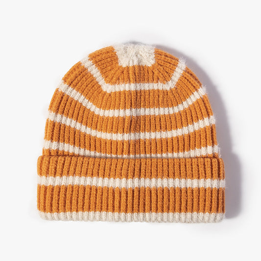 Knitted Striped Rolled Outdoor Warm Thickened Woolen Beanie