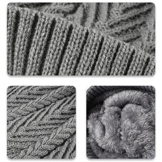 Winter warm thickened jacquard beanie knotted hat