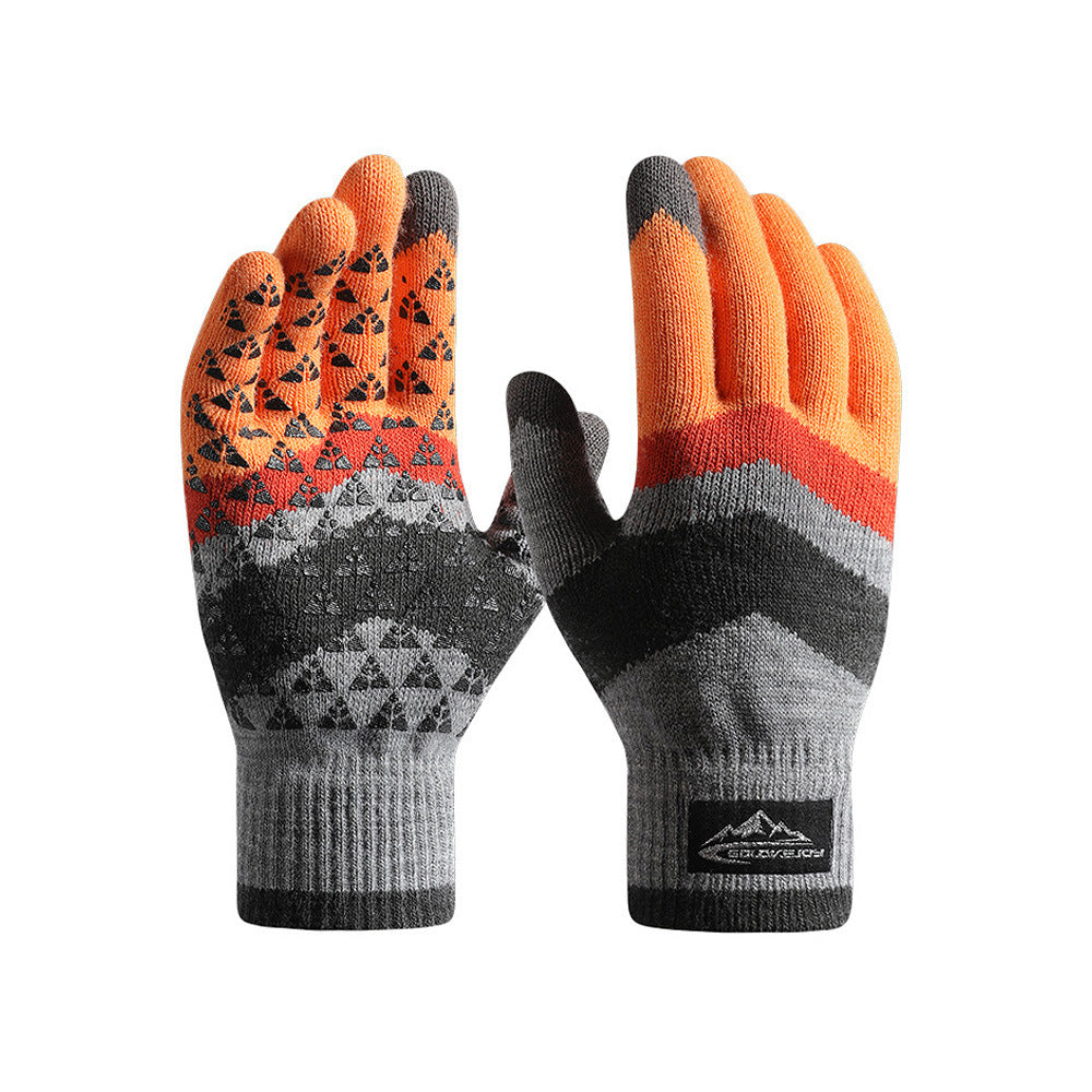 Winter Knitted Warm Fleece Outdoor Cycling Anti Slip Woolen Gloves