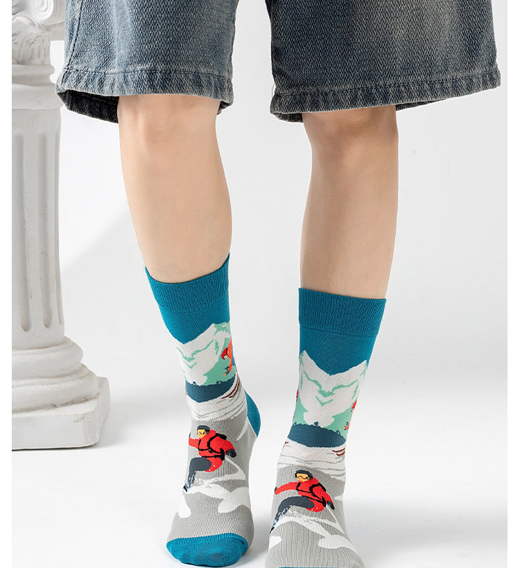 পুরুষ ও মহিলাদের জন্য কার্টুন রঙের ট্রেন্ড সুতির শরৎ এবং বসন্তের মোজা