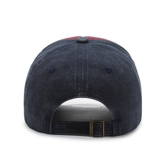 Color-blocked retro washed denim distressed basball cap