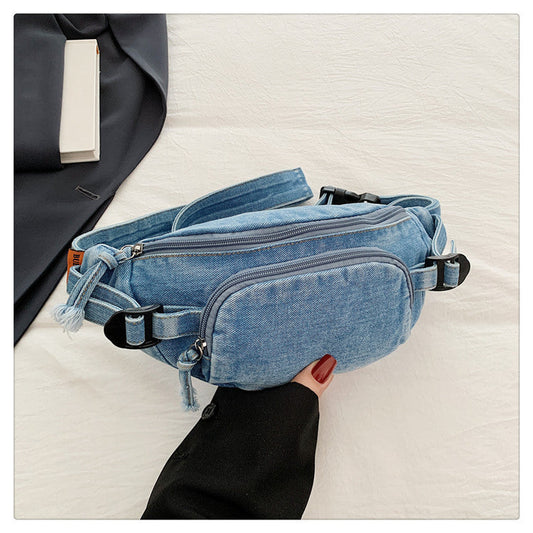 Denim Chest Crossbody Waist Bag Japanese Style