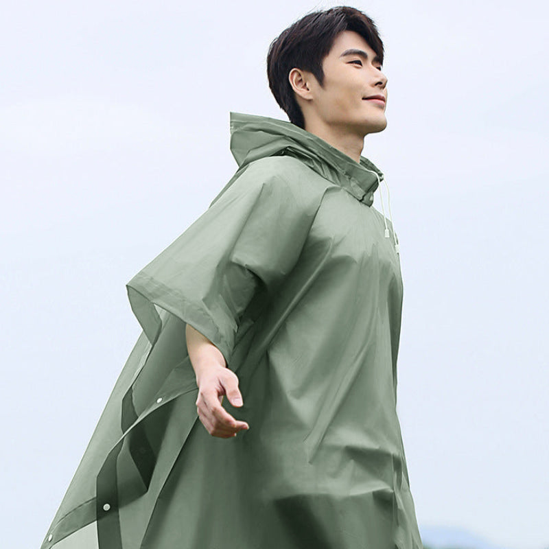 Military Green Backpack Poncho-Style Raincoat