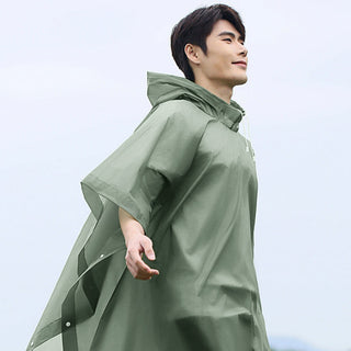 Military Green Backpack Poncho-Style Raincoat