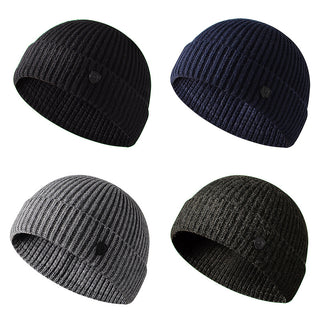 Winter solid color knit hat men's warm beanie hat