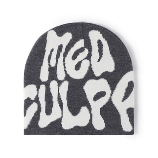 Letter jacquard knitted outdoor warm stylish beanie