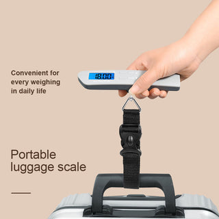 Mini Portable Luggage Scale 50kg Backlit Display Webbing Buckle Grey Blue