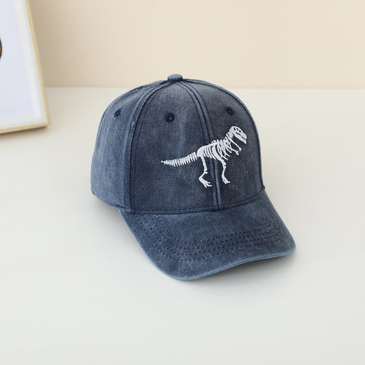 Dinosaur Skeleton Flagged Washed Baseball Cap for Kids