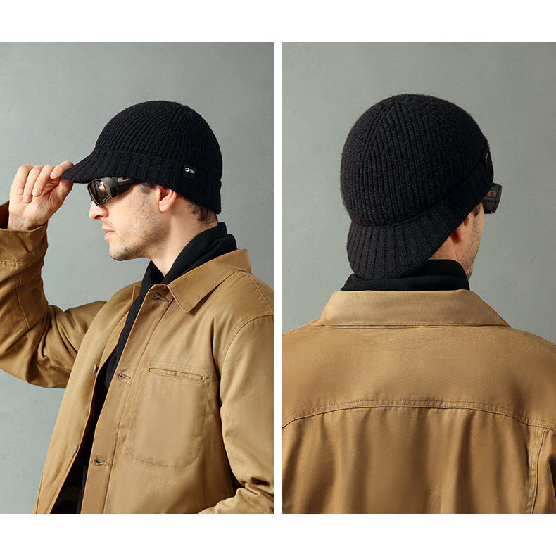 Winter Knitted Men's Outdoor Cotton Thickened Warm Woolen Cap