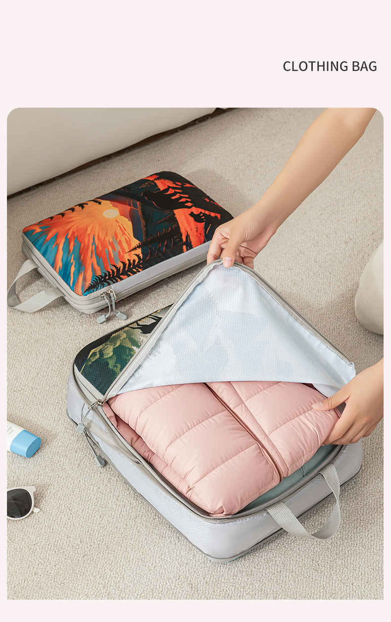 Printed travel pouch compression 5pcs set Travel Storage Bag