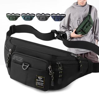 Men's Waterproof Nylon Chest Bag Crossbody Shoulder Backpack Black