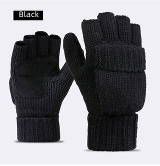 Wool knitted half finger Korean style thickened winter gloves