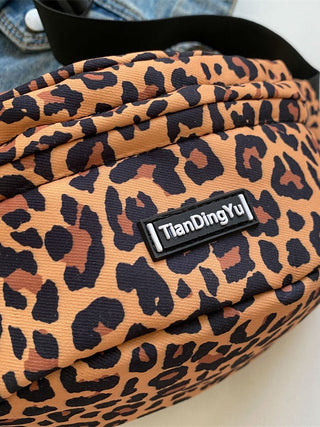 Mens Outdoor Leopard Print Crossbody Chest Waist Bag