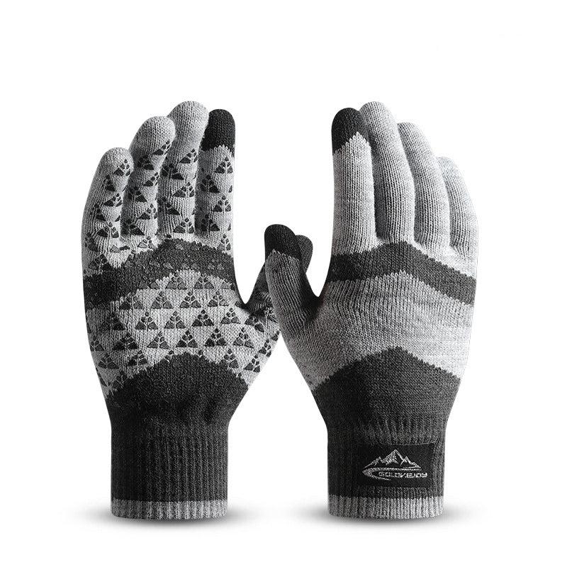Winter Knitted Warm Fleece Outdoor Cycling Anti Slip Woolen Gloves