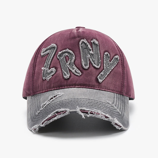 Embroidered patch peaked washed retro cap