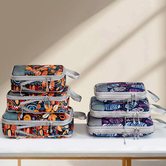 Printed travel pouch compression 4pcs set Travel Storage Bag